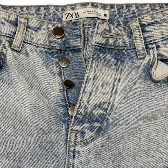 Zara Straight Leg Raw Hem Button Fly Jeans Size 0 - Picture 12 of 12